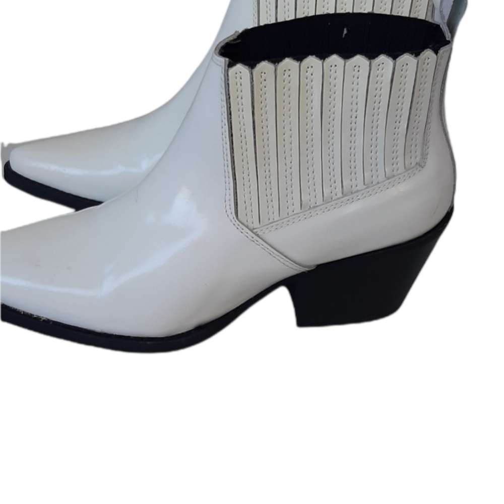 MNG WHITE LEATHER ANKLE BOOTS - Picture 2 of 11